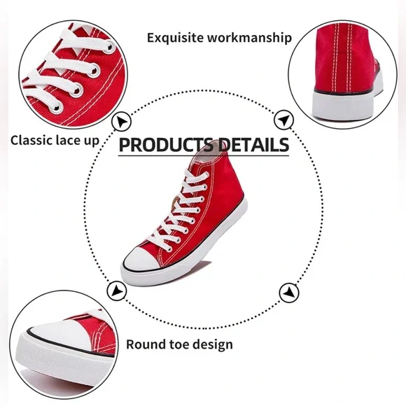 Canvas Sneakers High Top Lace ups Casual Walking Shoes Canvas Shoes - Picture 6 of 8